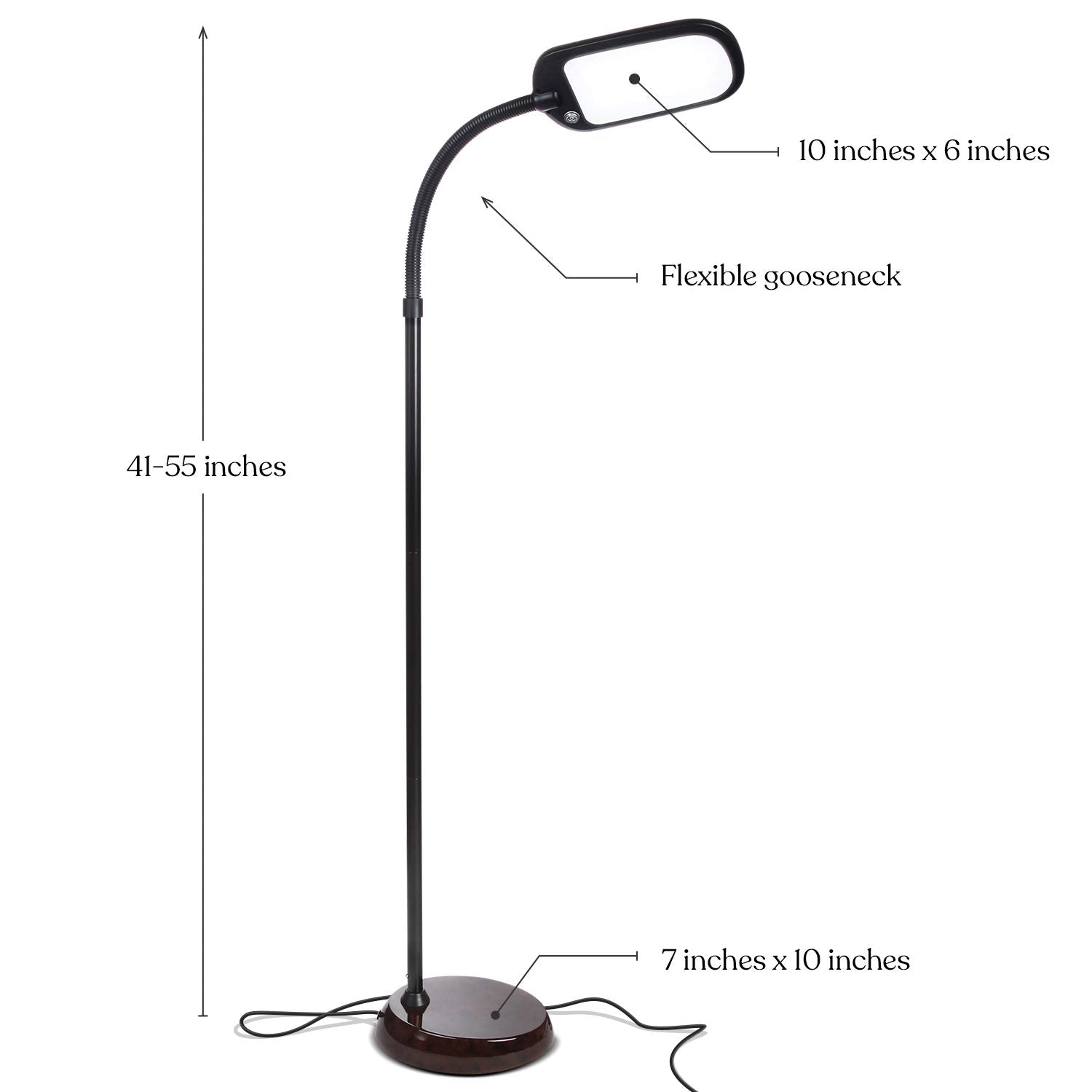 Brightech Litespan Slim LED Floor Lamp - Adjustable Gooseneck, Dimmable Reading Light for Living Rooms & Offices, Havanah Brown